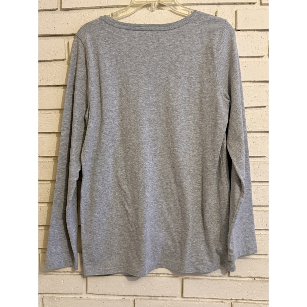 Talbots Gray Rhinestone Snowman & Snowflake Long Sleeve T-shirt Size Large‎ NWOT - Picture 5 of 5